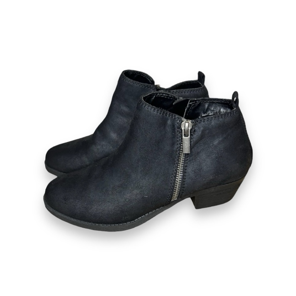 Carlos Santana Brie Black Suede Ankle Booties Zip Up Block Heel Size 7.5
